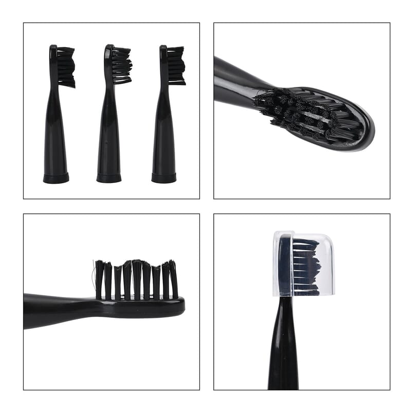 Black Electric Toothbrush with 4 Replaceable Brush Heads