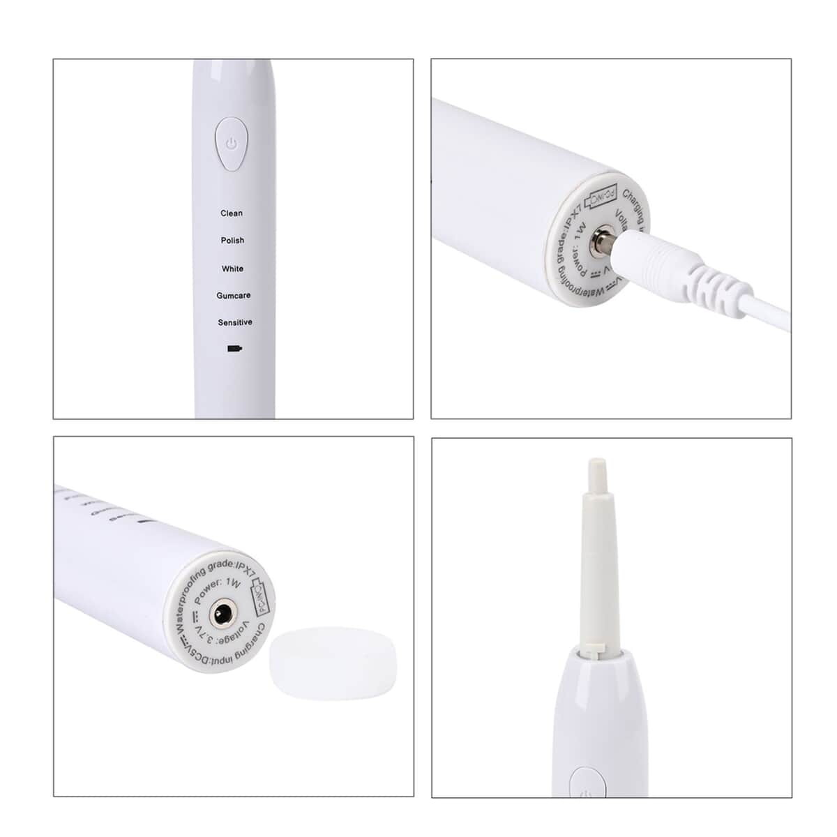 White Electric Toothbrush with 4 Replaceable Brush Heads image number 6