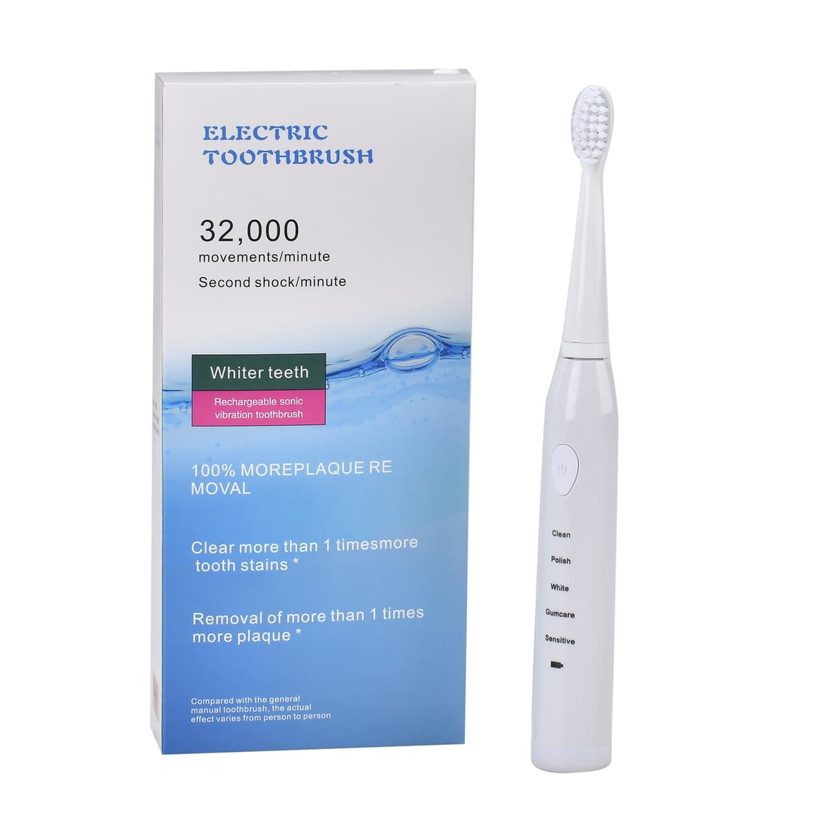 White Electric Toothbrush with 4 Replaceable Brush Heads image number 7