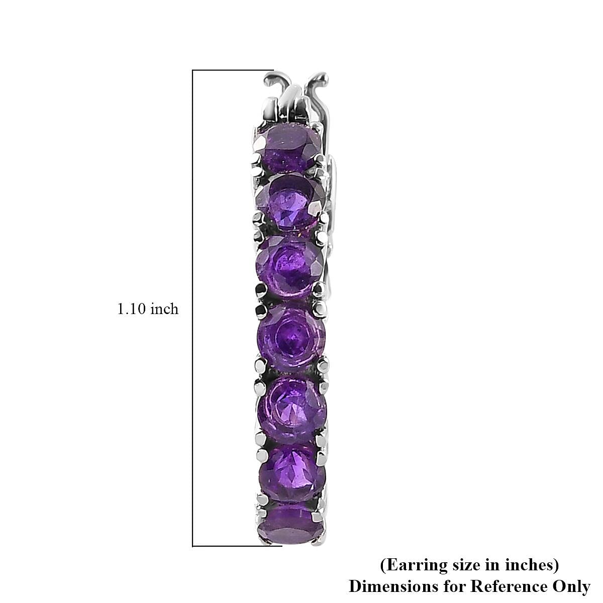 Amethyst Hoop Earrings in Stainless Steel 5.25 ctw , Tarnish-Free, Waterproof, Sweat Proof Jewelry image number 4