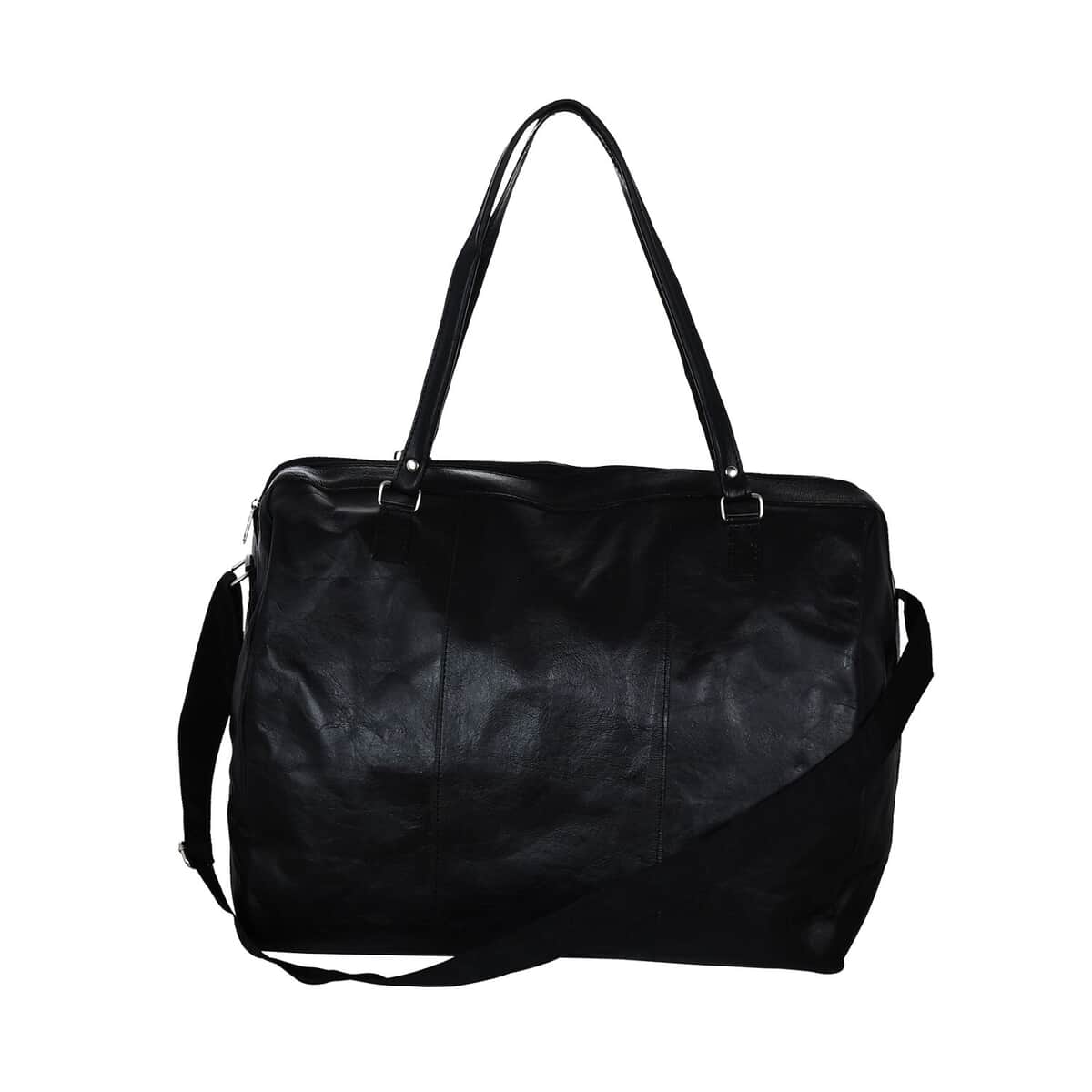 Closeout Deal Black Genuine Cow Leather Duffle Bag image number 0