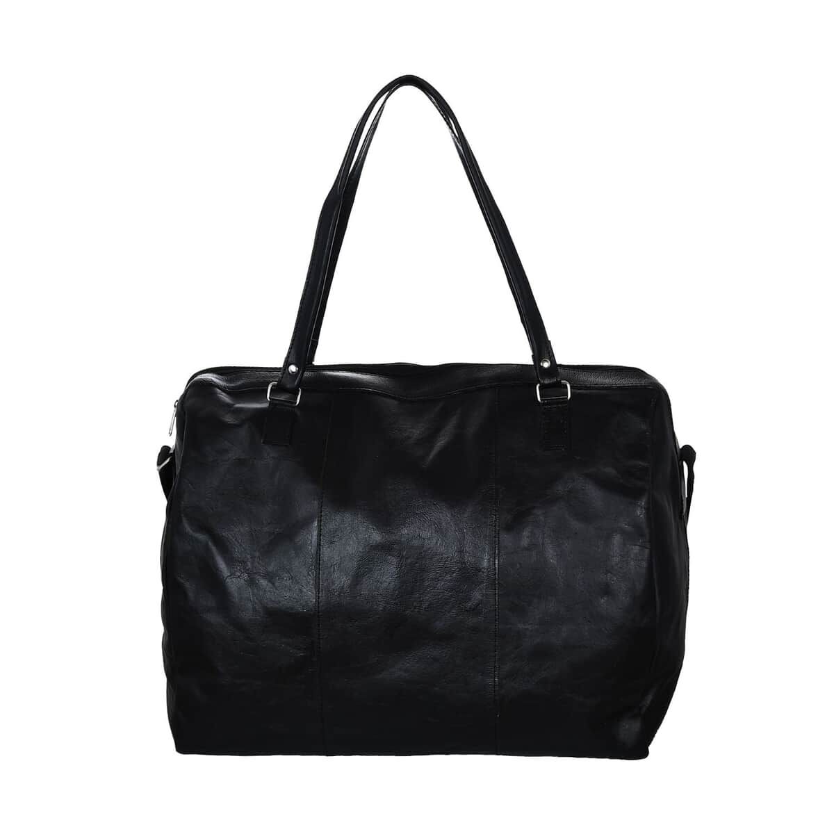 Closeout Deal Black Genuine Cow Leather Duffle Bag image number 1