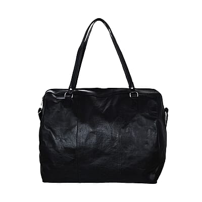 Closeout Deal Black Genuine Cow Leather Duffle Bag