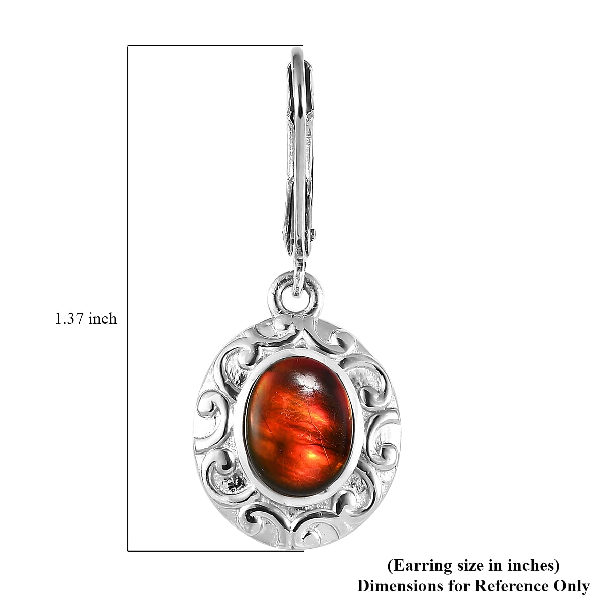 Canadian Ammolite Earrings in Platinum Over Sterling Silver image number 4