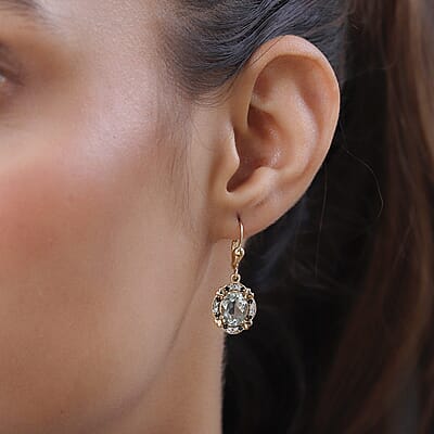AAA Montezuma Prasiolite and Multi Gemstone Lever Back Earrings in Vermeil Yellow Gold Over Sterling Silver 4.10 ctw