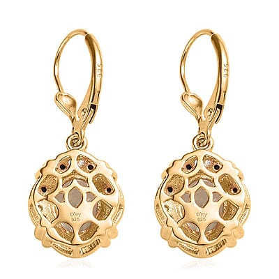 AAA Montezuma Prasiolite and Multi Gemstone Lever Back Earrings in Vermeil Yellow Gold Over Sterling Silver 4.10 ctw