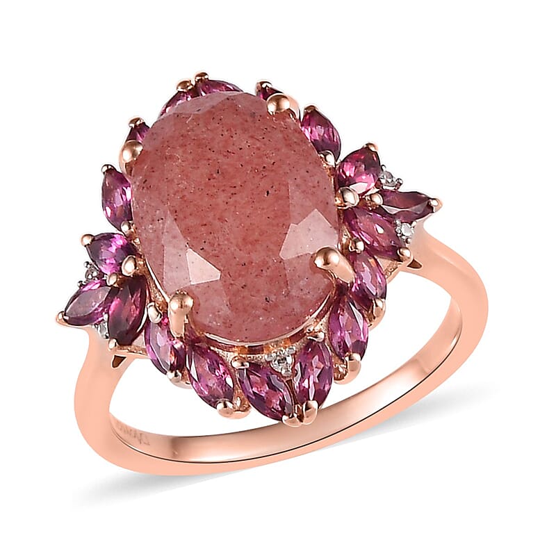 Tanzanian Natronite and Multi Gemstone Cocktail Ring in Vermeil Rose Gold Over Sterling Silver (Size 10.0) 7.50 ctw