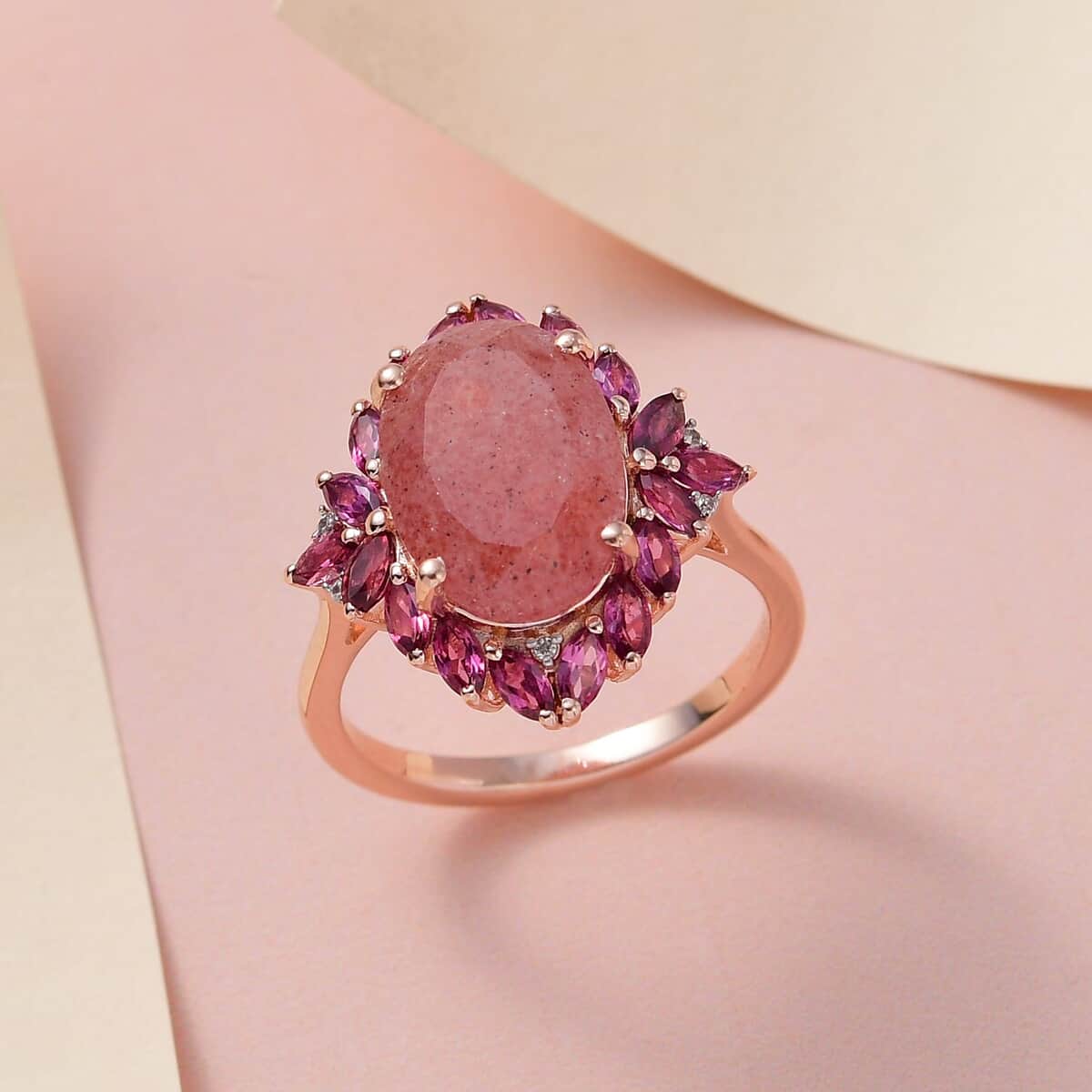 Natural Tanzanian Natronite and Multi Gemstone Cocktail Ring in Vermeil Rose Gold Over Sterling Silver 7.50 ctw image number 1