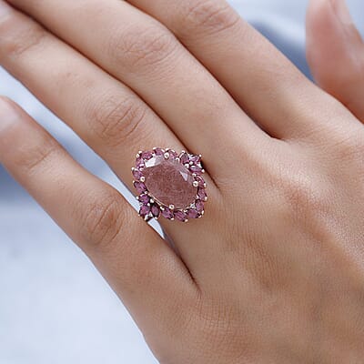 Tanzanian Natronite and Multi Gemstone Cocktail Ring in Vermeil Rose Gold Over Sterling Silver (Size 10.0) 7.50 ctw