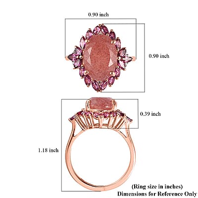 Tanzanian Natronite and Multi Gemstone Cocktail Ring in Vermeil Rose Gold Over Sterling Silver (Size 10.0) 7.50 ctw
