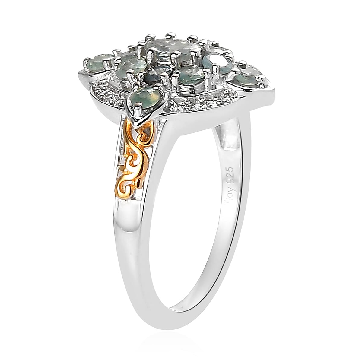 Narsipatnam Alexandrite and White Zircon Ring in Vermeil Yellow Gold and Platinum Over Sterling Silver (Size 7.0) 1.30 ctw image number 3
