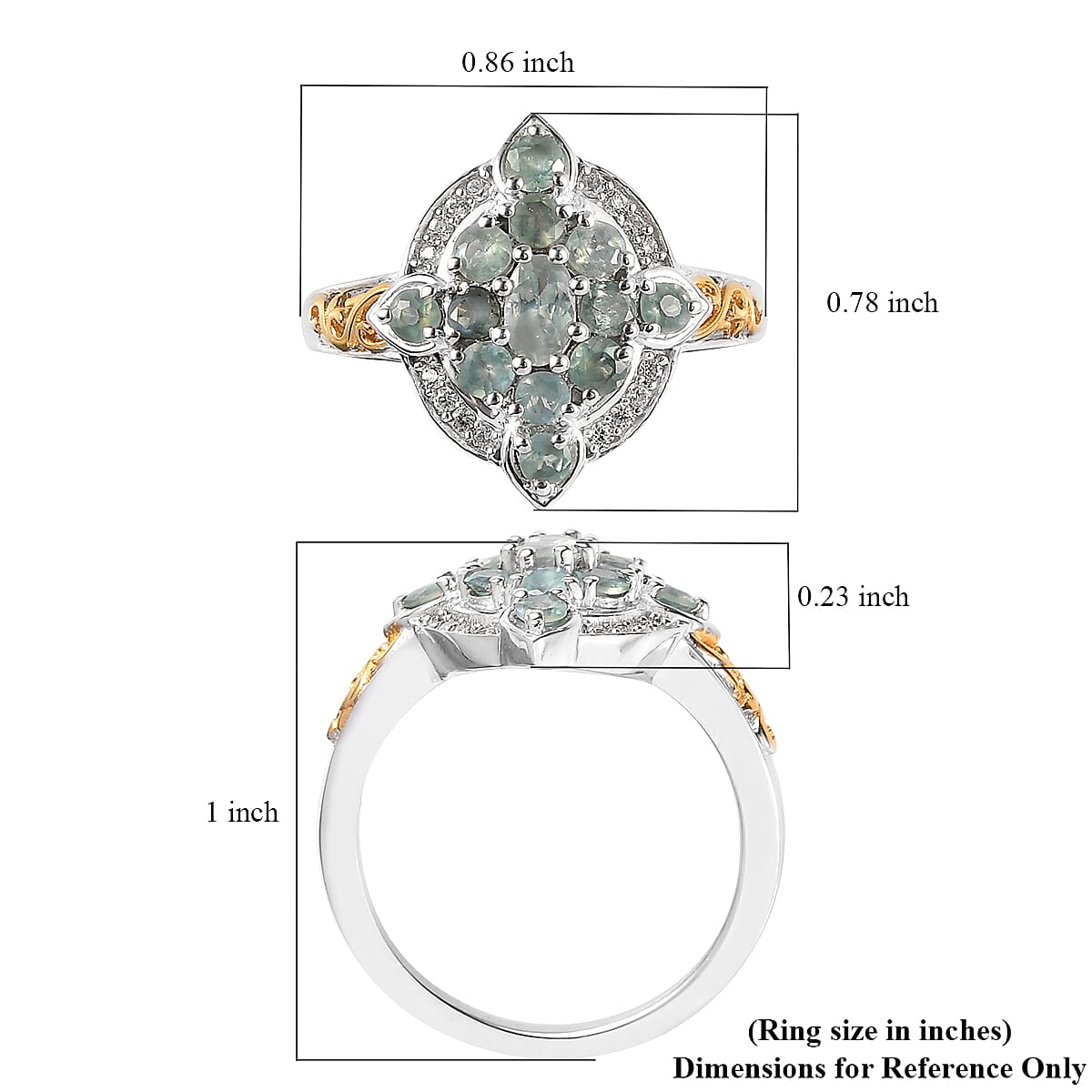 Narsipatnam Alexandrite and White Zircon Ring in Vermeil Yellow Gold and Platinum Over Sterling Silver (Size 7.0) 1.30 ctw image number 5