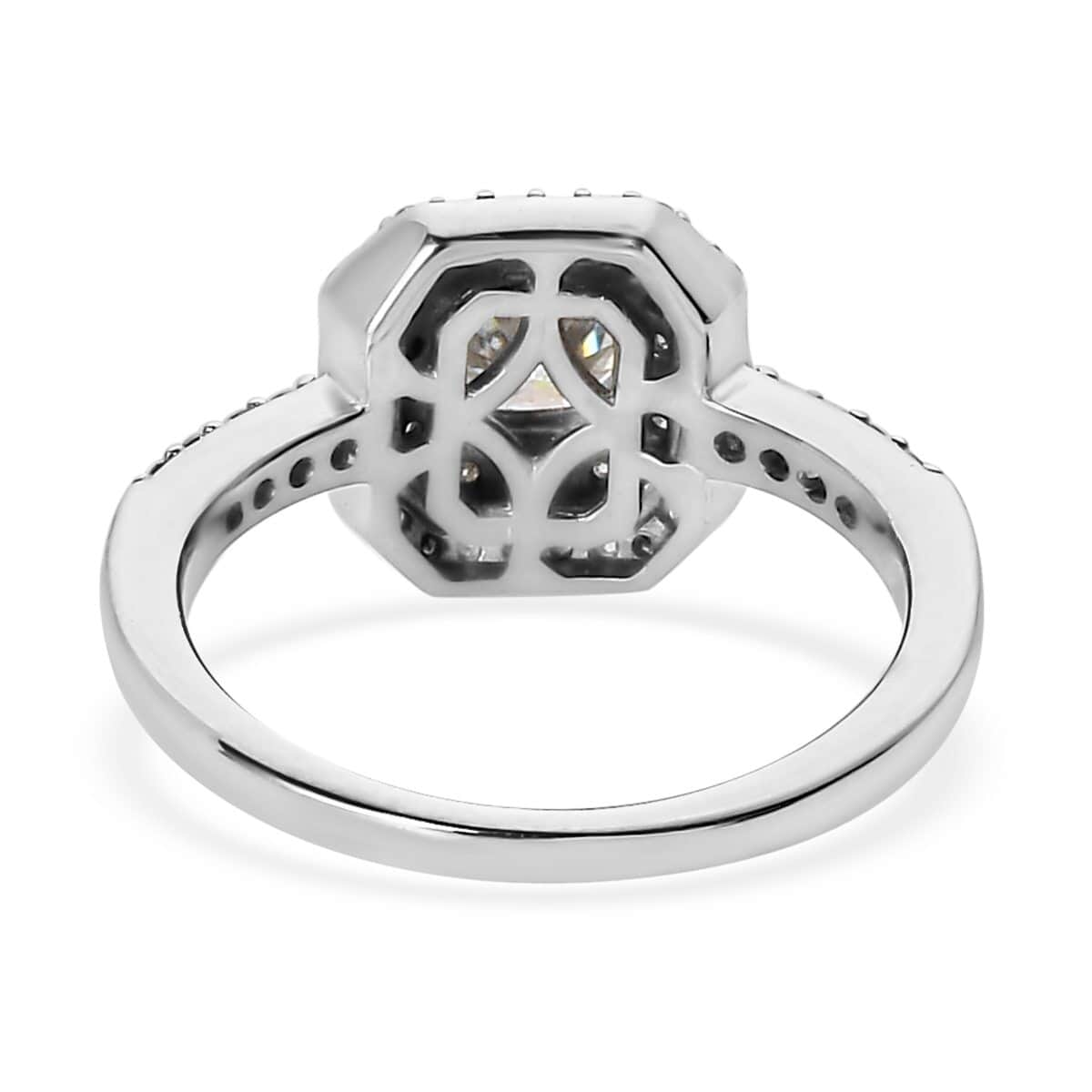 Moissanite Double Halo Ring in Platinum Over Sterling Silver (Size 10.0) 0.85 ctw image number 4