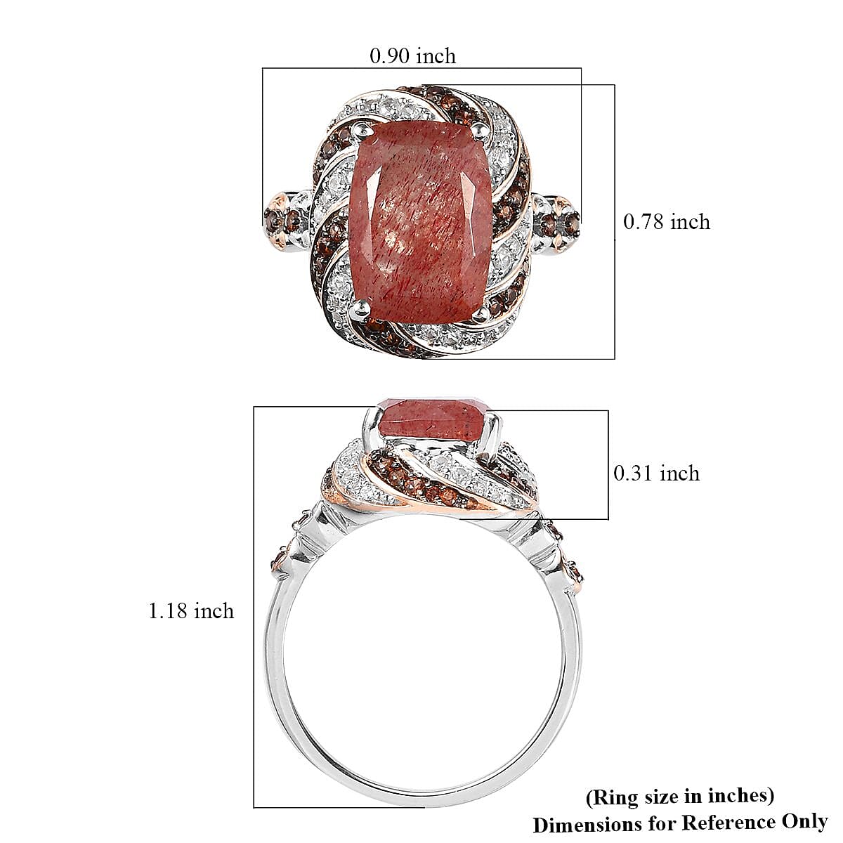 Tanzanian Natronite, Natural White and Brown Zircon Ring in Vermeil Rose Gold and Platinum Over Sterling Silver (Size 10.0) 7.40 ctw