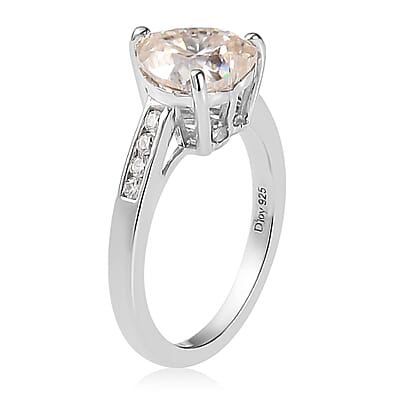Moissanite Ring in Platinum Over Sterling Silver (Size 10.0) 2.00 ctw