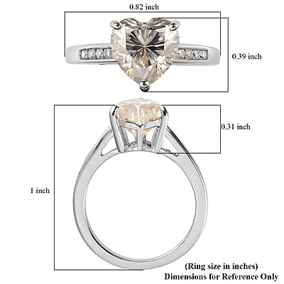 Moissanite Ring in Platinum Over Sterling Silver (Size 10.0) 2.00 ctw
