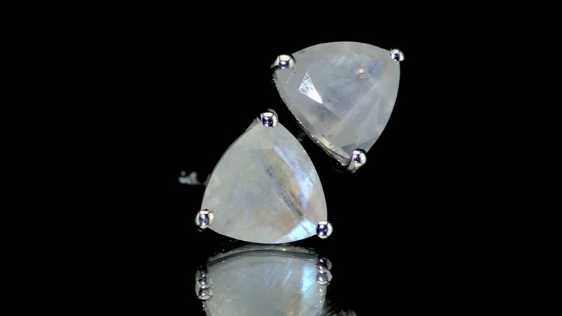 Premium Rainbow Moonstone Solitaire Stud Earrings in Platinum Over Sterling Silver 3.50 ctw