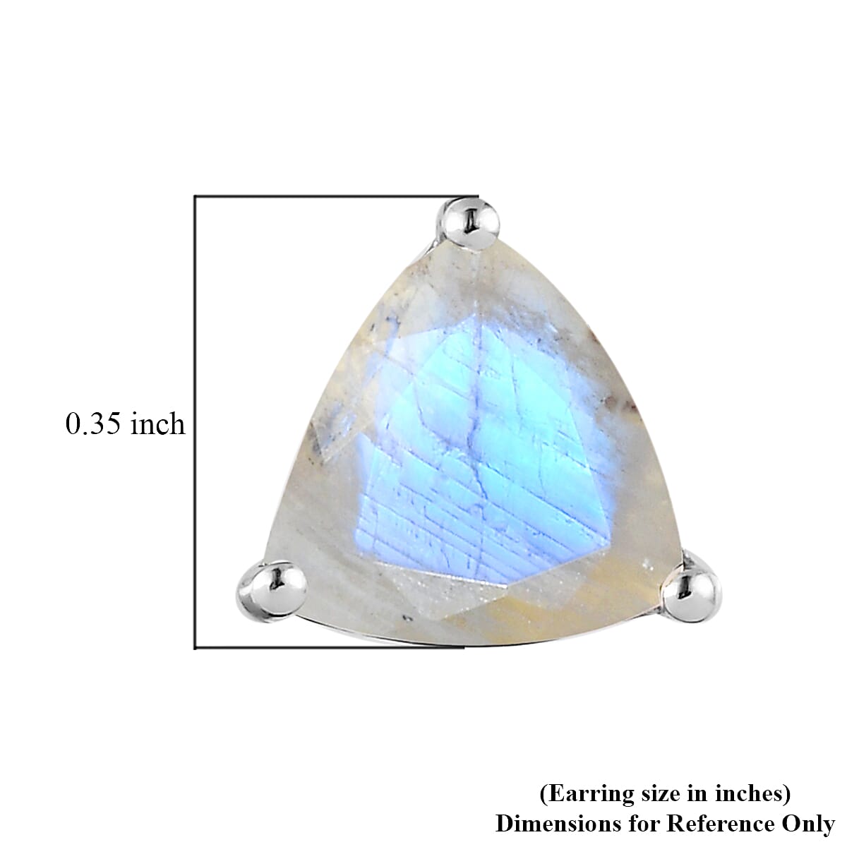 Premium Rainbow Moonstone Solitaire Stud Earrings in Platinum Over Sterling Silver 3.50 ctw image number 4