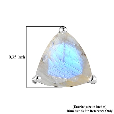 Premium Rainbow Moonstone Solitaire Stud Earrings in Platinum Over Sterling Silver 3.50 ctw