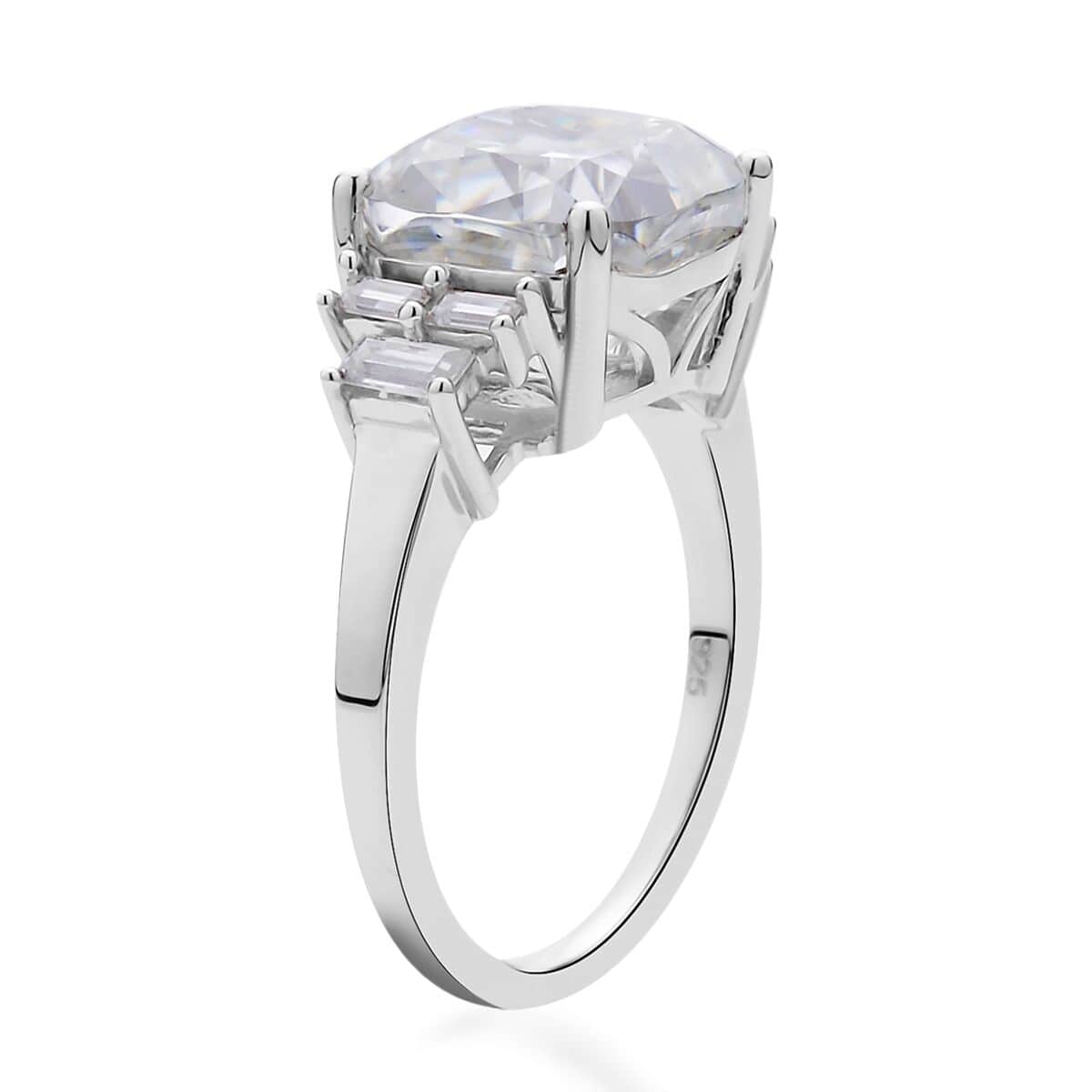 Crushed Ice Cut Moissanite Ring in Rhodium Over Sterling Silver 8.10 ctw image number 3