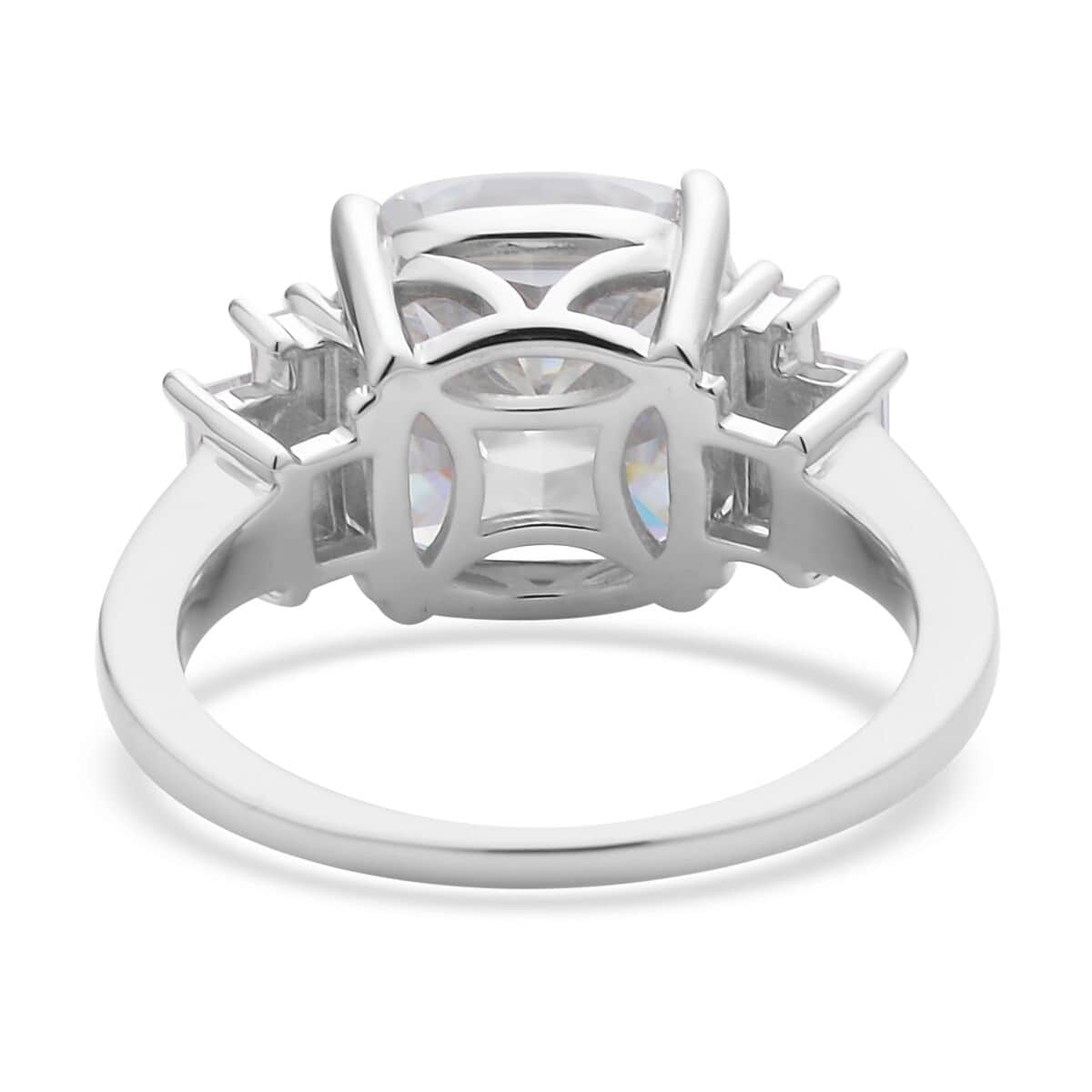 Crushed Ice Cut Moissanite Ring in Rhodium Over Sterling Silver 8.10 ctw image number 4
