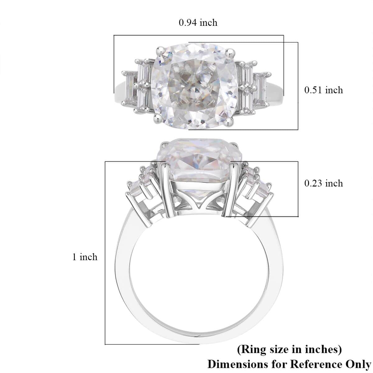 Crushed Ice Cut Moissanite Ring in Rhodium Over Sterling Silver 8.10 ctw image number 5
