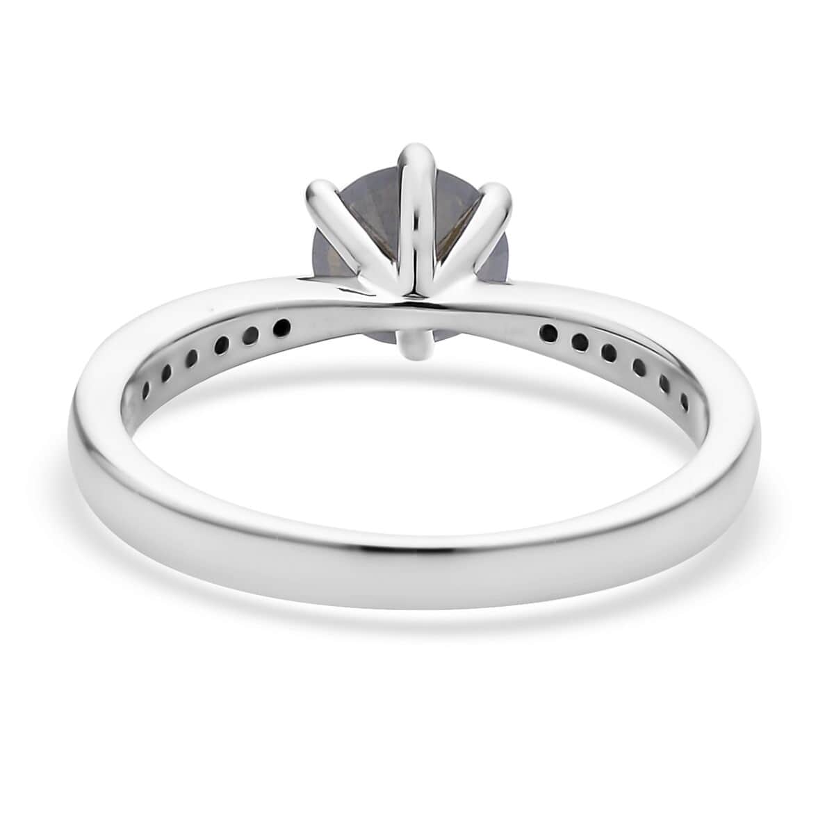Olive Green and White Moissanite Ring in Rhodium Over Sterling Silver 1.15 ctw image number 4