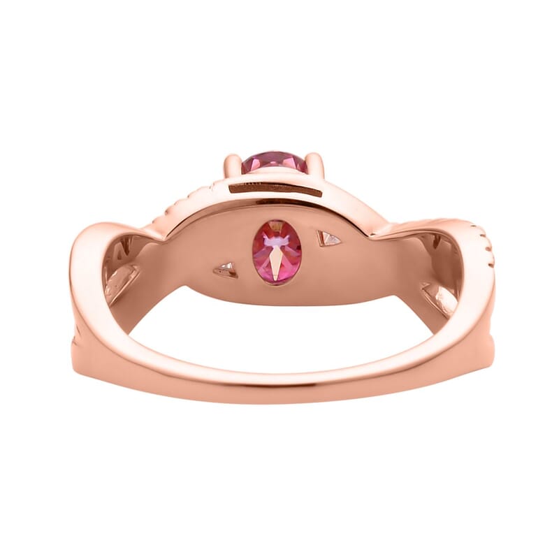 Pink and White Moissanite Split Shank Ring in Vermeil Rose Gold Over Sterling Silver (Size 10.0) 1.75 ctw