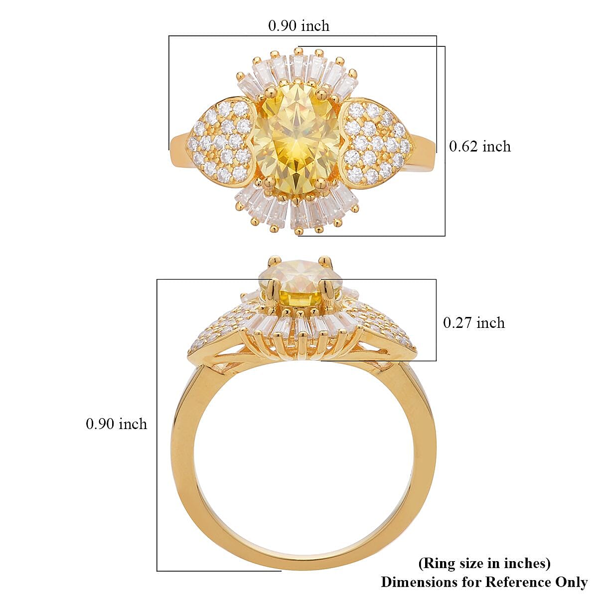 Canary Yellow Moissanite and Moissanite Ring in Vermeil Yellow Gold Over Sterling Silver 2.75 ctw image number 5