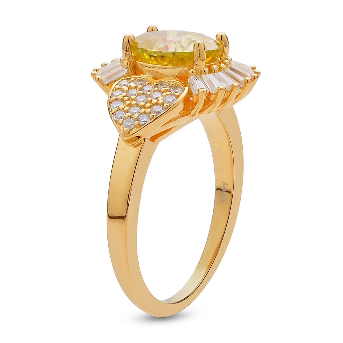 Canary Yellow Moissanite and Moissanite Ring in Vermeil Yellow Gold Over Sterling Silver (Size 6.0) 2.75 ctw image number 3