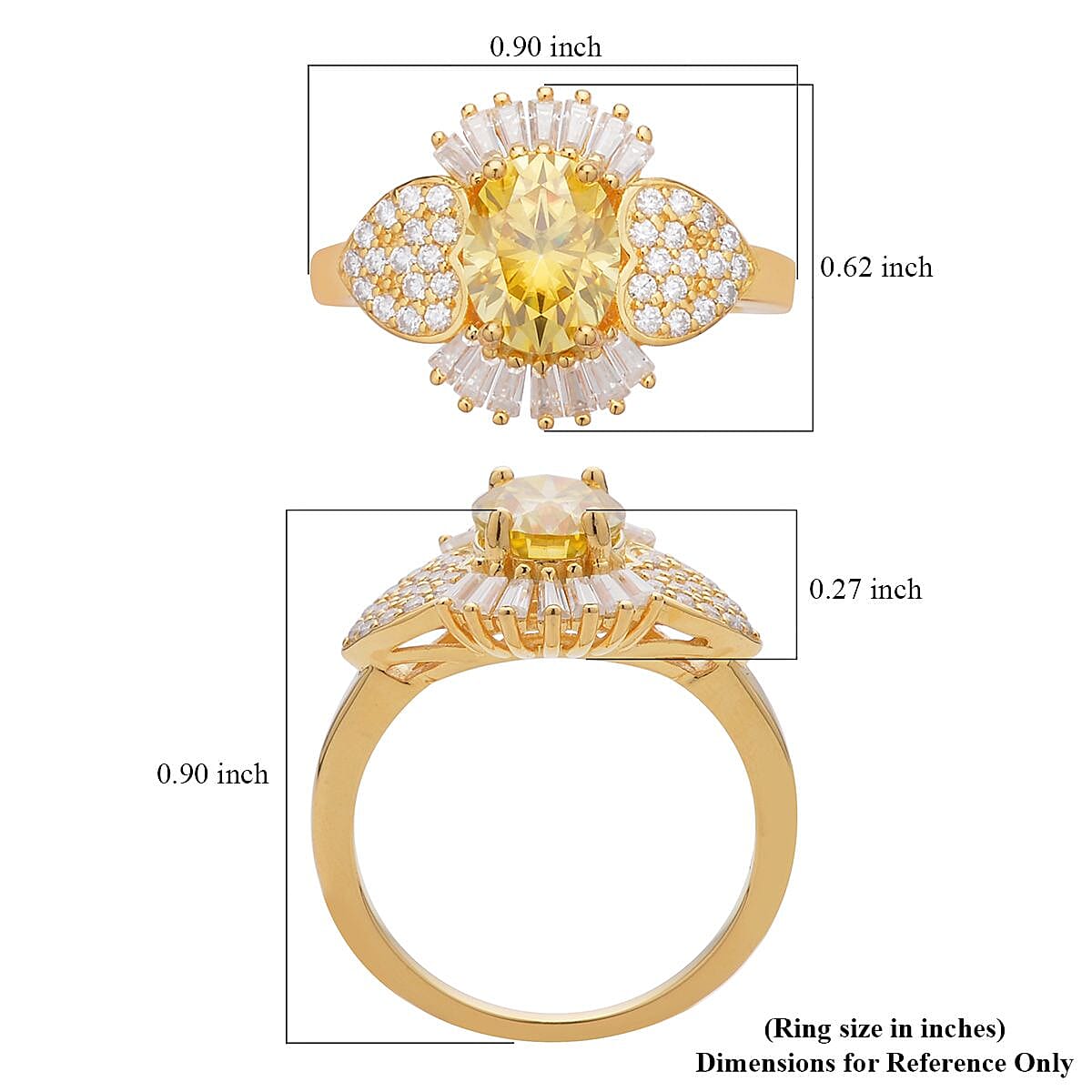 Canary Yellow Moissanite and Moissanite Ring in Vermeil Yellow Gold Over Sterling Silver (Size 6.0) 2.75 ctw image number 5