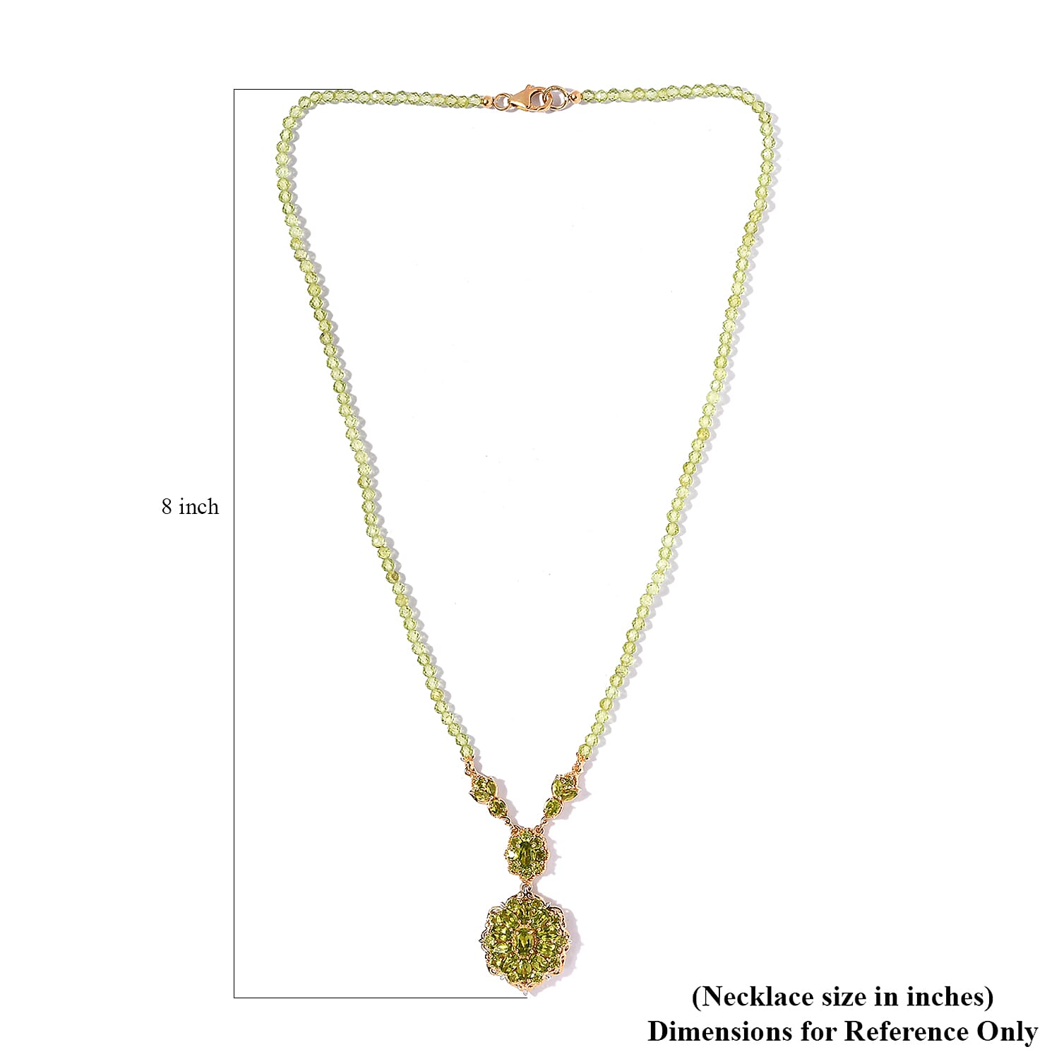 Italian Natural Vesuvianite and Peridot Necklace 18 Inches in Platinum and Vermeil Yellow Gold Over Sterling Silver 34.10 ctw