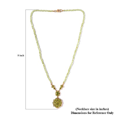 Italian Natural Vesuvianite and Peridot Necklace 18 Inches in Platinum and Vermeil Yellow Gold Over Sterling Silver 34.10 ctw