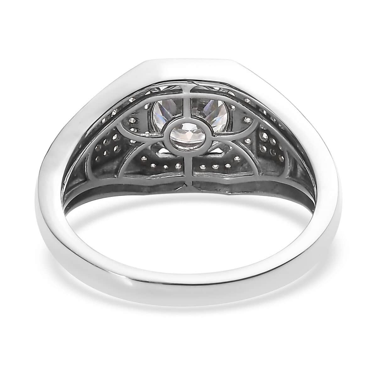 Heart and Arrow Cut Moissanite Men's Ring in Platinum Over Sterling Silver 2.50 ctw (Delivery in 5-7 Business Days) image number 4