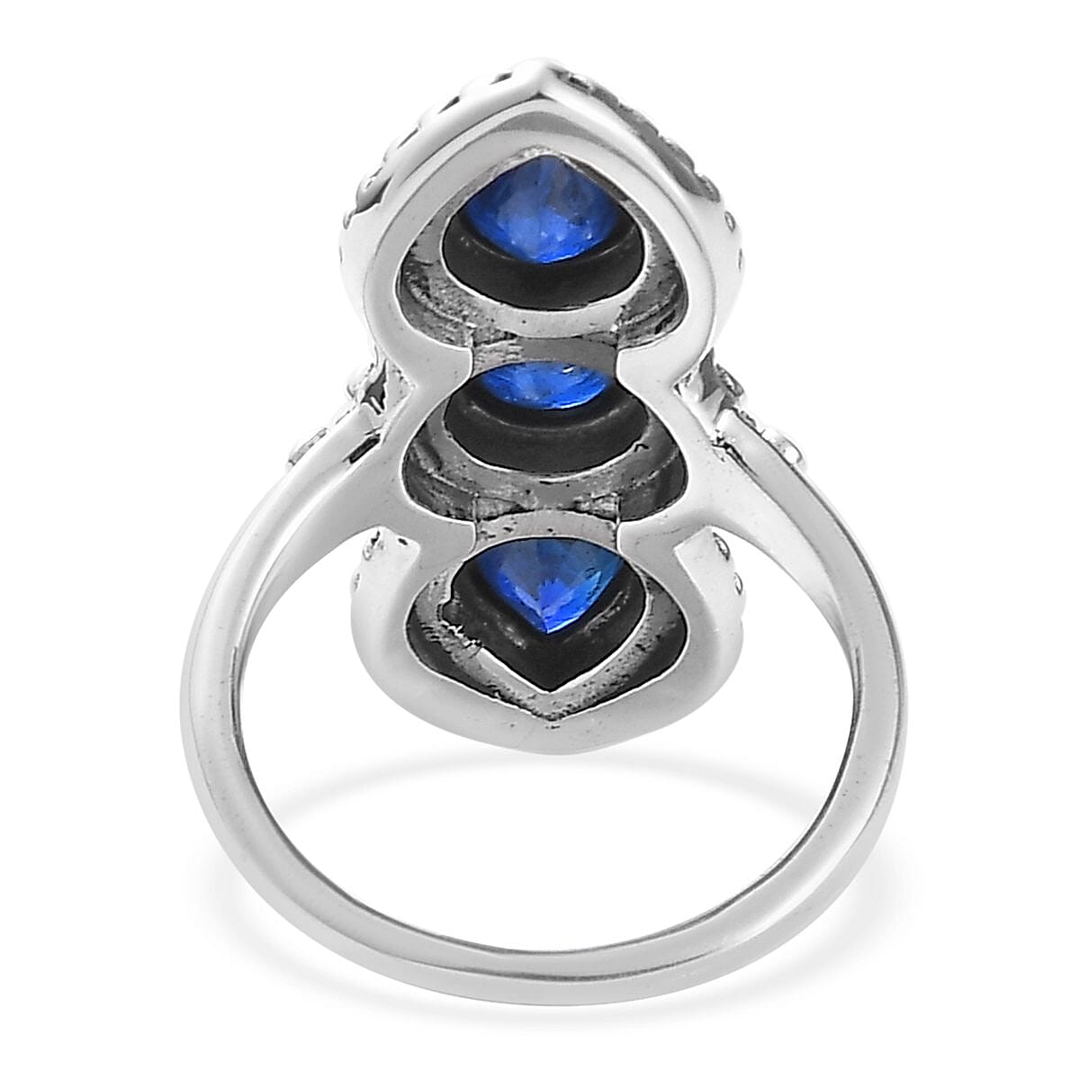 Artisan Crafted Tanzanian Blue Spinel (DF) 3 Stone Ring in Sterling Silver (Size 6.0) 2.00 ctw image number 4