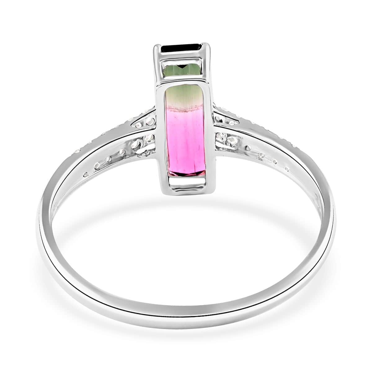 Certified and Appraised LUXORO 14K White Gold AAA Bi-Color Tourmaline and G-H I2 Diamond Ring 2.40 Grams 1.78 ctw image number 4