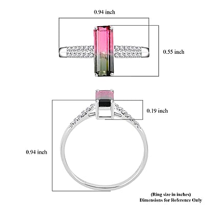 Certified & Appraised Luxoro 14K White Gold AAA Bi-Color Tourmaline and G-H I2 Diamond Ring (Size 10.0) 1.78 ctw