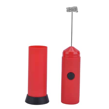 Shop LC Red Portable Electric Milk Frother Foam Double Spring Whisk Head with Handle, Size: 1.96 x 1.49 x 8.46