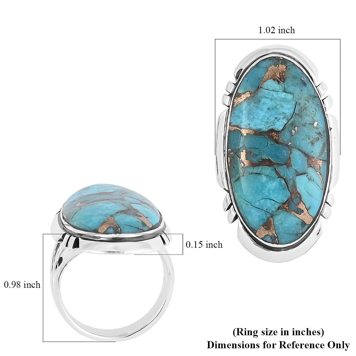 Santa Fe Style Mojave Blue Turquoise Ring in Sterling Silver (Size 5.0) 4.50 ctw image number 4