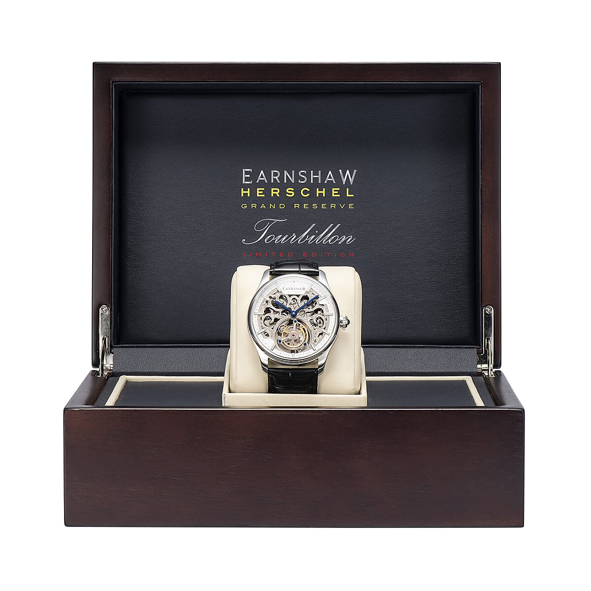 Limited Edition Thomas Earnshaw Tourbillion Skeleton Watch in Stainless Steel With Black Genuine Leather Strap (41.5 mm) image number 1