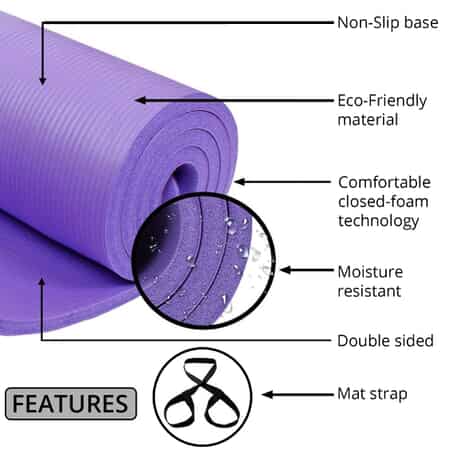 Pink Moisture Resistant NBR Yoga Mat with Strap (74.02"x24.02"x0.5") image number 2