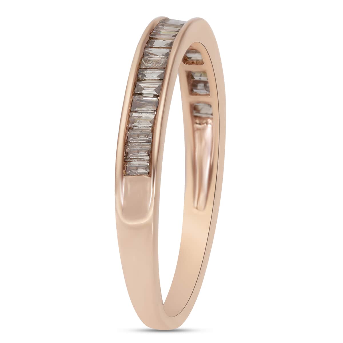 LUXORO 10K Rose Gold Natural Champagne Diamond Eternity Band Ring (Size 7.0) 2.50 Grams 1.00 ctw image number 3