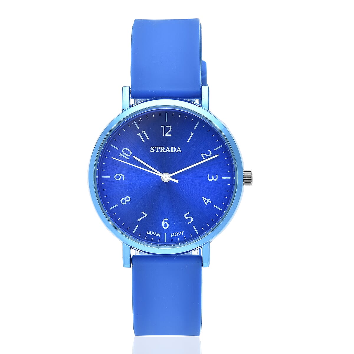 STRADA Japanese Movement Monochromatic Blue Dial Watch with Blue Silicone Strap image number 0