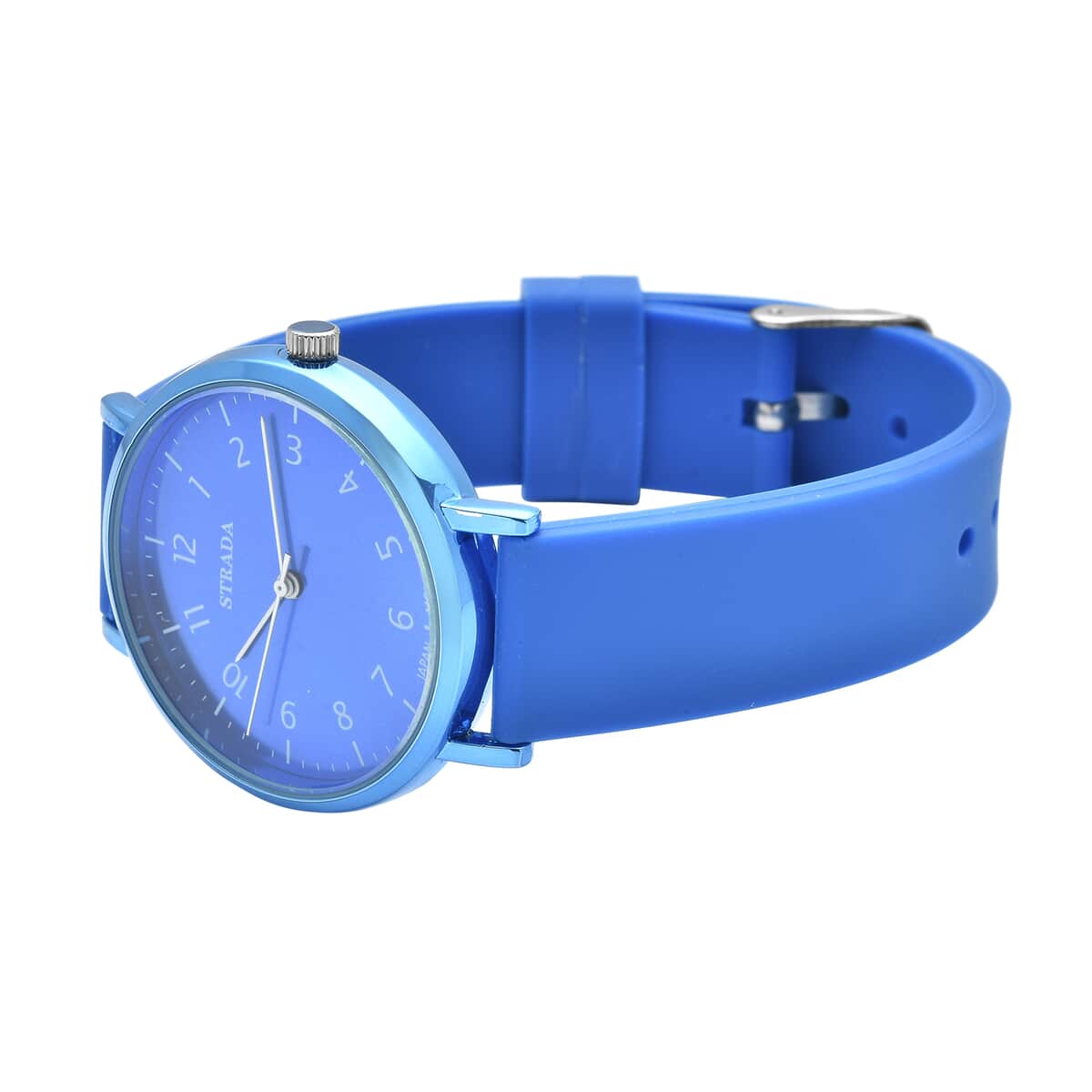STRADA Japanese Movement Monochromatic Blue Dial Watch with Blue Silicone Strap image number 4