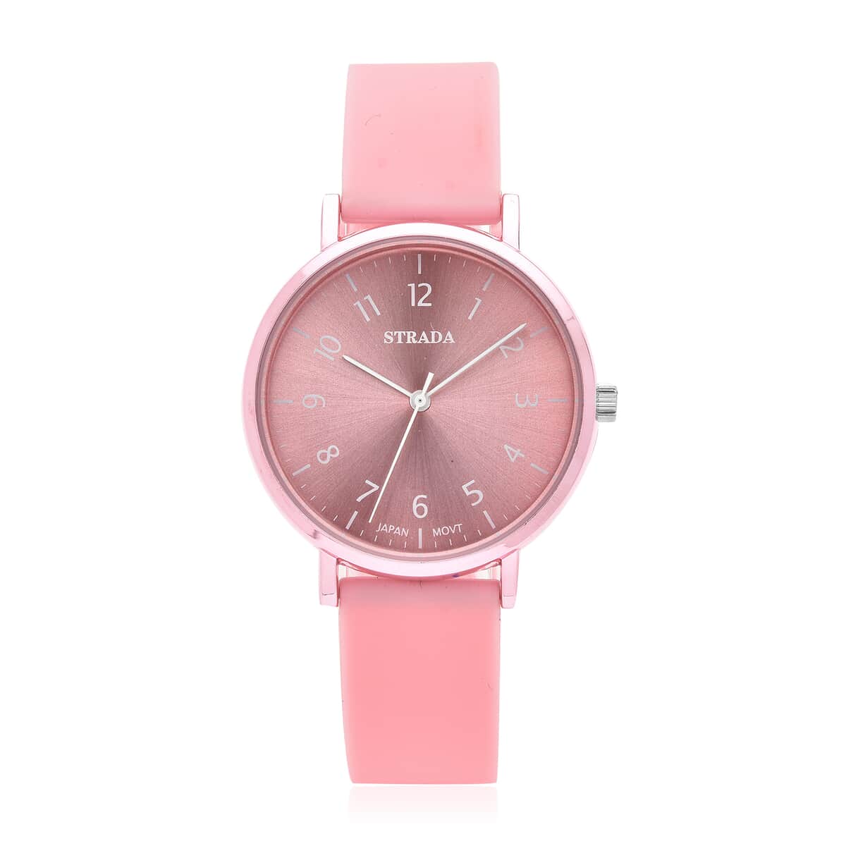 STRADA Japanese Movement Monochromatic Pink Dial Watch with Pink Silicone Strap image number 0