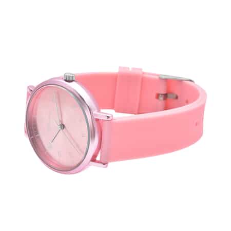 STRADA Japanese Movement Monochromatic Pink Dial Watch with Pink Silicone Strap image number 4