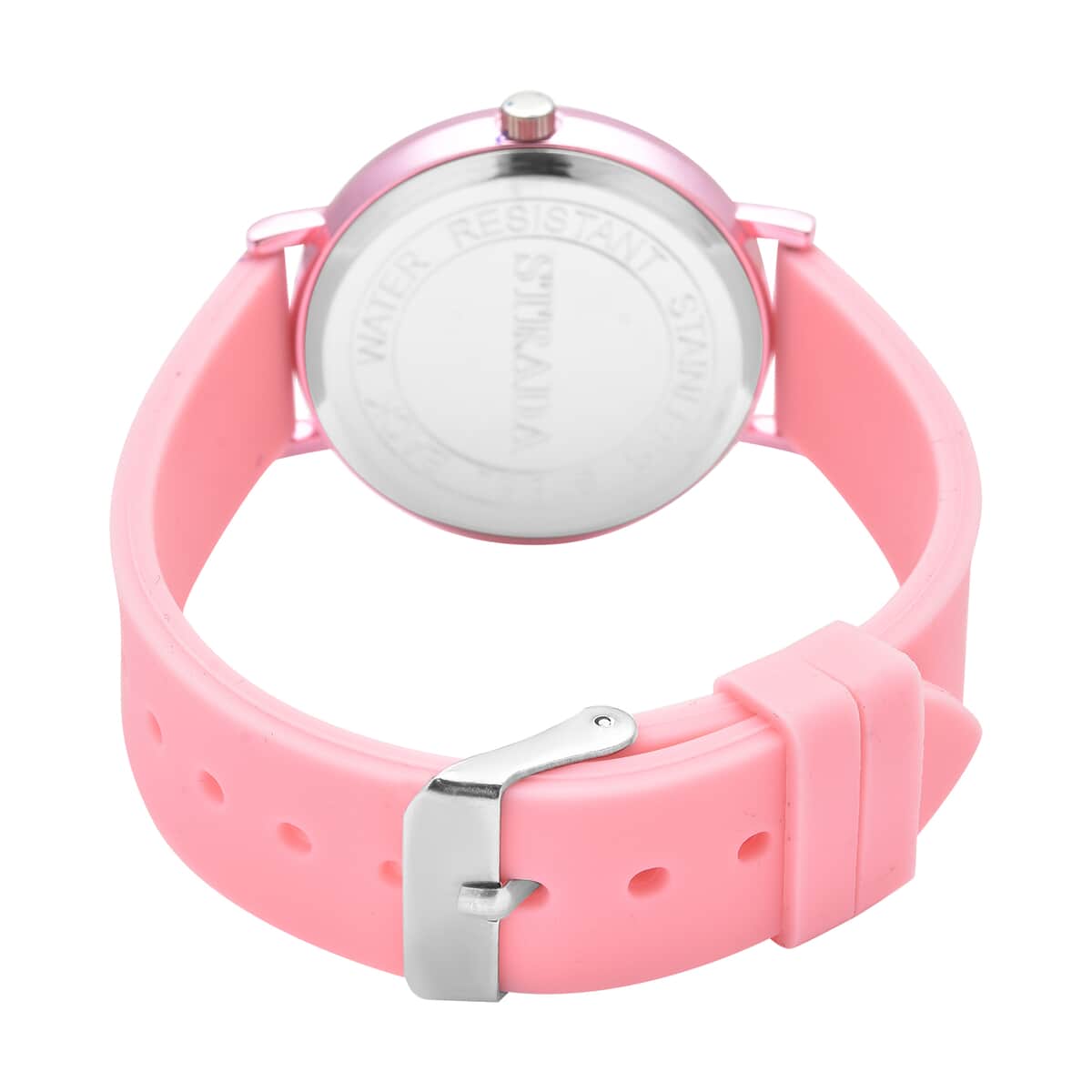 STRADA Japanese Movement Monochromatic Pink Dial Watch with Pink Silicone Strap image number 5