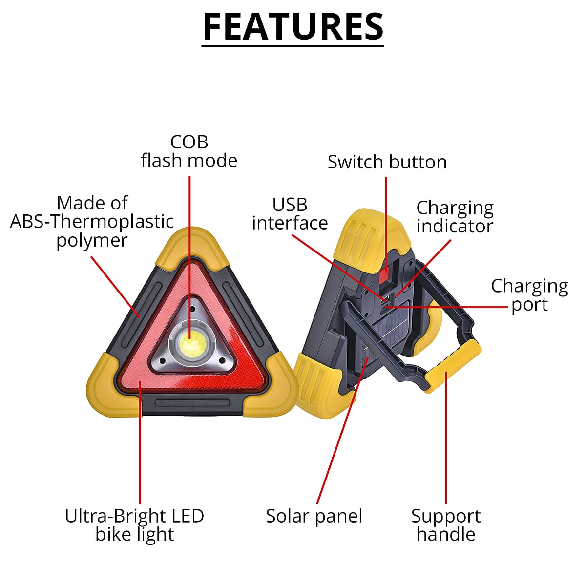 Yellow USB Triangle Flash Light image number 2