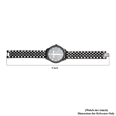 Strada Japanese Movement Cross Lords Prayer Pattern Dial Watch in Blacktone Strap (36mm) (7.50-8.25Inches)