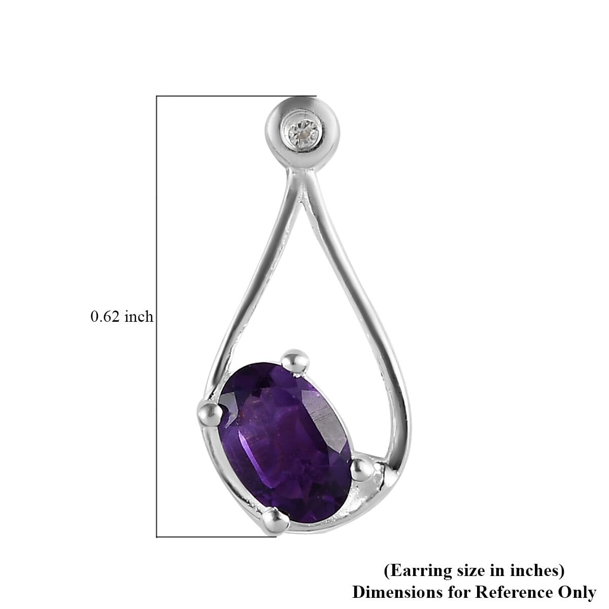 Amethyst and Natural White Zircon Stud Earrings in Sterling Silver 1.00 ctw (Delivery in 7-10 Business Days) image number 4